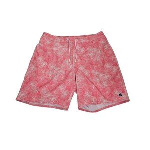 Johnnie-O Floral Swim Trunks Shorts Pink Men's Medium Lined Drawstring Pockets